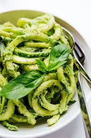 Zucchini Pasta With Creamy Avocado Pesto Recipe Zucchini Pasta Recipes Zucchini Pasta Avocado Pesto