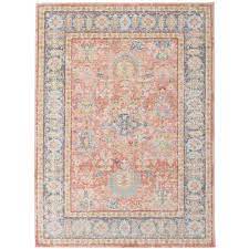 Get on this paint color trend. Amer Rugs Century Pink 9x13 Ft Classic Polyester Area Rug Coral Blue Home Depot