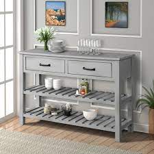 Harper Bright Designs Gray Antique Console Table With Drawers And 2 Tiers Shelves Wf187820aah The Home Depot Kitchen Cabinet Storage Entryway Table With Storage Console Table With Drawers