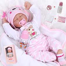 Antboat 22 Inch 55cm Reborn Dolls Girl Soft Silicone Vinyl Real Life Dolls Toddler Sleeping Girl Lifelike Handmade Reborn Babies Xmas Gift Amazon Co Uk Toys Games