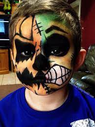 Jack O Zombie Little Boy Halloween Face Paint Makeup Face Painting Halloween Halloween Makeup Diy Halloween Boys