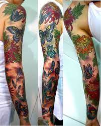 Coloured Floral Tattoo Butterflies And Birds White Top Sleeve Tattoos For Girls Butterfly Sleeve Tattoo Flower Tattoo Sleeve Men Butterfly Tattoos For Women