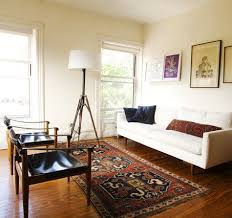 Tripod Lamp Kilim And White Sofa Rugs In Living Room Living Room White Home Decor