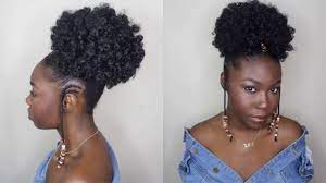 Fake It Till You Make It Twa To Large Fro Puff With Braids Beads Ft Sams Beauty Retro Puff Youtube
