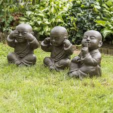 Statues Moine De La Sagesse Patine Brun Antique 40 Cm Statue De Jardin Statues Statue Exterieur