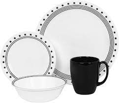 Amazon Com Corelle Livingware 16 Piece City Block Design Dinnerware With Service For 4 Features Chip And Break Resistant Glass Is Microwave Oven And Dishwasher Safe With Bold And Bright Patterns Scratch And