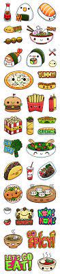 Viber S Kawaii Food Stickers By Squid Pig Via Behance Kawaii Doodles Kawaii Food Kawaii Drawings