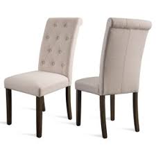 Tufted Fabric Parsons Dining Chairs Set Of 2 39 8 X22 4 X17 5 Upholstered High Back Padded Dining Chairs W Solid Wood Legs Classic Linen Parsons Chair For Ho In 2020 Parsons Dining Chairs Tufted Dining