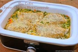 The recipe uses cooked chicken that is essentially being reheated in the ala king sauce. Slow Cooker Cheesy Chicken Rice Casserole Simple Nourished Living