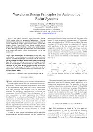 Volvo v 70 manual online: Pdf Waveform Design Principles For Automotive Radar Systems