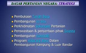 Perkembangan pembangunan pertanian memiliki 3 tahap. Tujuan Program Pembangunan In Situ Yang Diperkenalkan Melalui Dasar Pertanian Negara Ialah
