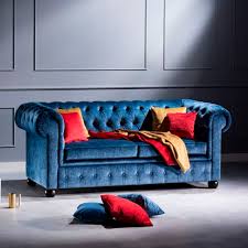 Moebella designer chesterfield sofas couch samt stoff sessel mobel. Chesterfield Sofa Pina Ziemann Home Design Stoff 2 Personen Blau