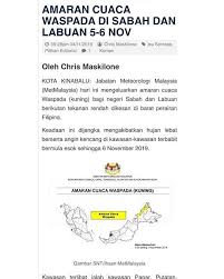 Waspada potensi hujan yang dapat disertai petir/kilat dan angin kencang di sebagian besar jakarta dan tangerang. Era Sabah Amaran Cuaca Di Sabah Dan Labuan Facebook