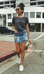 Stylish Denim Skirt Outfits Ideas To Makes You Look Stunning 08 Stylish Denim Skirt Miniskirt Outfits