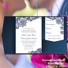 Pocket Fold Wedding Invitations Vintage Lace Navy Blue 5x7 Wedding Invitations Diy Pocket Fold Wedding Invitations Vintage Wedding Invitations