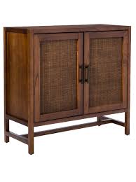 Two tone cabinets with mixed materials. Warwick 2 Door Cabinet Brown Threshold Accent Cabinet Living Room Wood Rattan Wood Doors