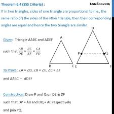 Today's lesson opener asks students to prove that two segments of a figure are congruent. Theorem 6 4 Class 10 If Sides Are In Same Ratio Sss