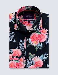 Black And Pink Shirt Mens Men S Curtis Black Pink Print Slim Fit Smart Casual Shirt Single Cuff Mens Fashion Smart Hawes And Curtis Smart Casual Shirts