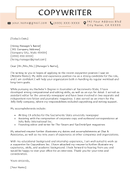 Copywriter Cover Letter Example For Download