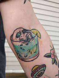 Skull In Drink By Madeleine Forceyart At Attitude Tattoo Studio Oslo Norway Tattoos Perspective Tattoos Tattoo Studio Norway Tattoo