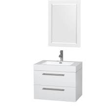 Wyndham Collection Amare 29 In Vanity In Glossy White With Acrylic Resin Vanity Top In White Integrated Sink And 24 In Mirror Wcr410030sgwarintm24 The Home Single Bathroom Vanity Contemporary Bathroom Vanity Vanity