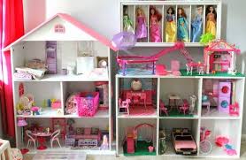 Diy Barbie House Using A Bookshelf And Cube Shelf From Target Barbie Doll House Diy Barbie House Doll House Plans