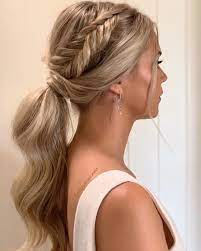 Ponytail Fishtail Braid Bridesmaid Hair Inspo By Jodycallanhair Accepting Bridal Bo Bridesmaid Hair Ponytail Bridesmaid Hair Inspo Bridesmaid Ponytail