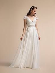 A Line Chiffon And Venise Lace Fabric Dress With V Neck And Keyhole Back Moonlight Tango Wedding Dress Style T903 In 2020 Wedding Dress Styles Wedding Dresses Boho Bridal Gowns