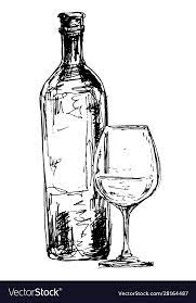 Bottle Wine With Glass Royalty Free Vector Image Ad Glass Wine Bottle Royalty Ad In 2021 Wine Bottle Drawing Bottle Drawing Watercolor Wine Art