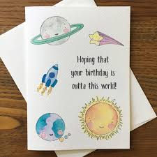 Birthday Wishes Birthday Card Drawing Ideas For Kids Space Card Outer Space Birthday Card Planets Card Etsy Birthday Card Drawing Birthday Card Puns Birthday Cards For Friends