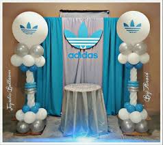 Adidas Branded Balloon Columns In Corporate Colors Party Balloons Birthday Party Themes Boy Birthday Parties