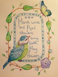 March Winds And April Showers Bring Forth May Wildlife Illustration By Colleen Parker Book Illustration April Showers Hello March