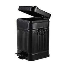 Garbage locked under the sink was too small. Amazon Com Bathroom Trash Can With Lid Small Garbage Can Black For Home Bedroom Retro Step Wastebasket With Soft Close Vintage Office Trash Can 5 Liter 1 3 Gallon Glossy Black Industrial Scientific