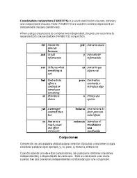 conjunctions conjuciones fanboys chart