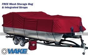The boat guard covering system provides total and complete protection fro a pontoon boat, fully encompassing everything from the deck up. Wake Style Fit Pontoon Boat Cover National Boat Covers