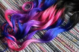 Pink purple and blue hair. Ombre Hair Extensions Electric Light Purple Pink And Blue Etsy