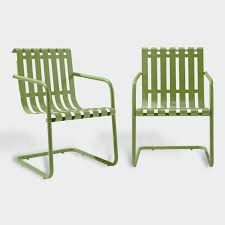 Green Metal Aubrey Outdoor Patio Armchairs Set Of 2 By World Market Metal Outdoor Chairs Outdoor Chairs Outdoor Chair Set