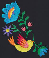 A free hand embroidery pattern, a floral heart embroidery pattern. Las Flores Parajo Swoop Urban Threads Unique And Awesome Embroidery Designs Birds Embroidery Designs Folk Embroidery Folk Art Flowers
