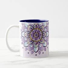 Mug Fleurs Mandala Lilas Zazzle Fr Fleur Mandala Mandala Lilas