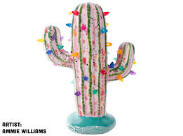 9 boho ceramic christmas tree cactus, light up nostalgic lighted decoration. Lighted Christmas Cactus