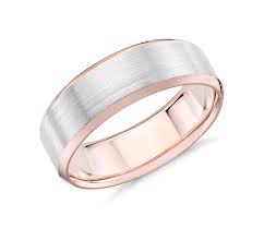 Brushed Beveled Edge Wedding Ring In 14k White And Rose Gold 7mm Blue Nile Mens Wedding Rings Wedding Rings Rose Gold Cool Wedding Rings