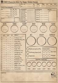 dungeons dragons 5e character sheet form fillable angry golem games
