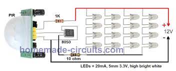 Install 3 or 4 x v 3w led downlights in all rooms. Simple Pir Led Lamp Circuit Homemade Circuit Projects