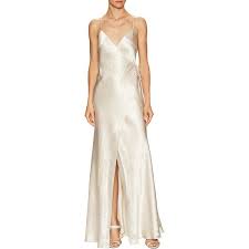 Abs By Allen Schwartz Women S Silk Wrap Spaghetti Strap Split Gown Size 4 Silk Evening Gown Gowns Satin Maxi Dress