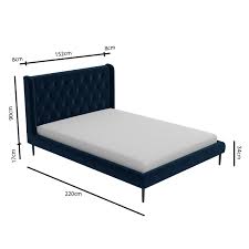 (bed frame not included **optional**) comes with electrical outlets for phone charging. Amara King Size Bed Frame In Navy Blue Velvet With Quilted Headboard Furniture123