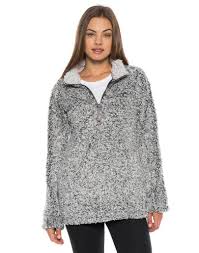 Dylan Frosty Tipped Sherpa Pullover For Women In Charcoal