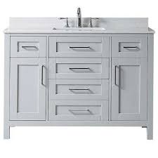 Riverdale 48 In W X 21 In D Vanity In Dove Grey With A Marble Vanity Top In White With White Marble Vanity Tops Single Sink Vanity Cultured Marble Vanity Top