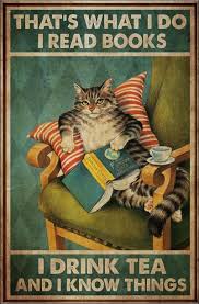 That S What I Do I Read Books I Drink Tea And I Know Things Poster In 2020 Cats Books Books To Read