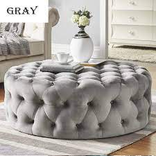 Featuring a tufted velvet body with a tempered glass top, perfect to use as a stylish ottoman or coffee table. Chairs Ottoman Modern Footstool Home Living Room Bedroom Coffee Table Serving Tables Dressing Sofa Stools Multifunction Zx Furniture Color Gray Size 80x80x38cm Buy Online In United Arab Emirates At Desertcart Ae