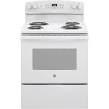 Ge 30-In 4 Elements 5-Cu Ft Self-Cleaning Freestanding Electric Range  (White) In The Single Oven Electric Ranges Department At Lowes.com